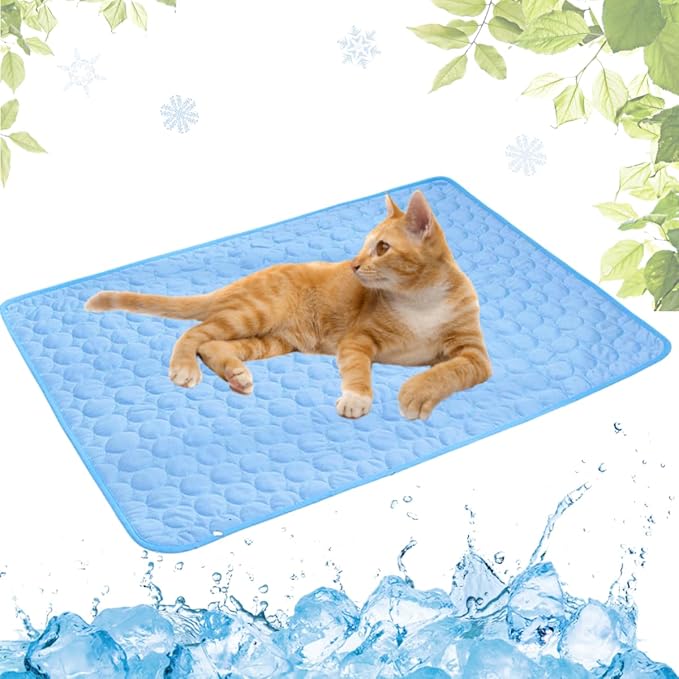 Dog Cooling Mat Washable Seats(Blue,11x15in)