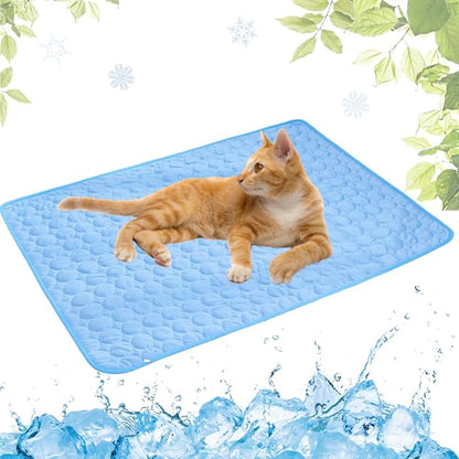Dog Cooling Mat Washable Seats(Blue,11x15in)
