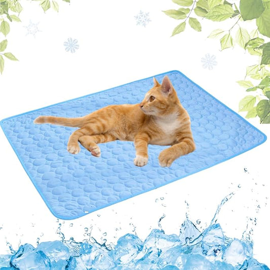 Dog Cooling Mat Washable Seats(Blue,11x15in)