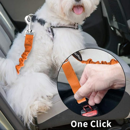 Dog seat Belt 2 Pack Adjustable Elastic Durable Nylon Pet Dog Car Seat Belt Pet Puppy Safety Leash Leads Car Vehicle Seatbelt for Dogs,Cats and Pets (Orange)