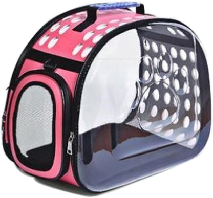 Cat Carrier Collapsible Breathable Package,Space Capsule Transparent Portable Bags Foldable Handbag for Pets Dogs Kitten Puppies,Designed for Travel, Hiking, Walking & Outdoor Use (Pink)