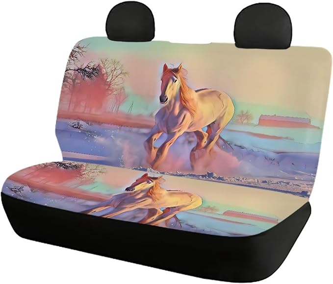 Horse Vehicle Seat Covers Set Front Back Seat 4 Travel