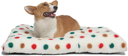 36 Dog Crate Pad Washable, Anti-Slip, Short Plush Fits 36x22 Dog Bed White with Colorful Dots Medium Dog Crate Beds