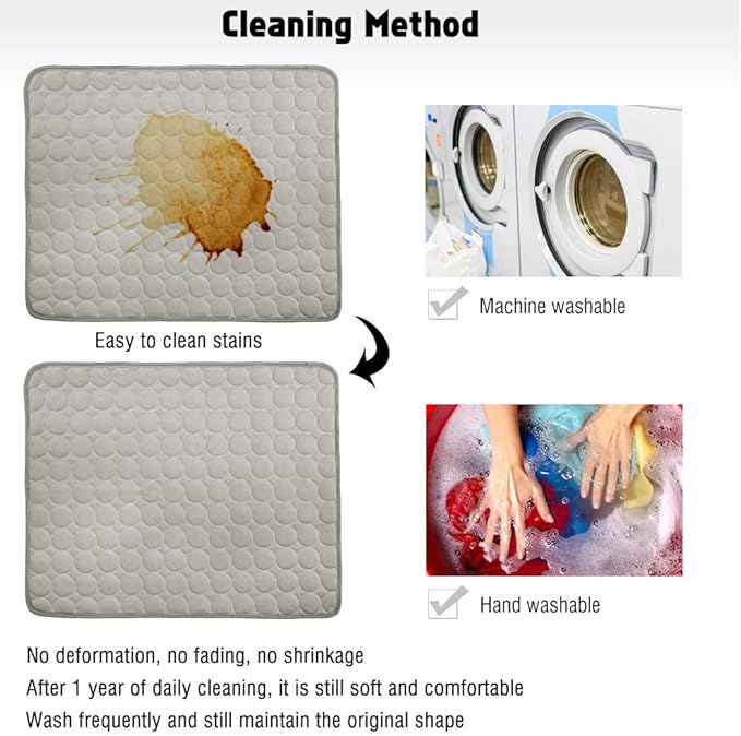 VeMee Summer Cooling Mat for Dogs Cats Ice Silk Self Dog Cooling Mat Breathable Pet Crate Pad Portable & Washable Pet Cooling Blanket for Outdoor or Home (28 X 22in