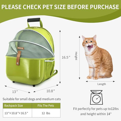 Small Dog Carrier Backpack, Breathable Travel Bag for Small Dogs, Lighter Pet Backpack for Outdoor, Hiking, Picnic, Camping, Green