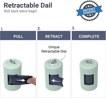 SVD.PET 2-Pack Retractable Waste Bag Dispensers with 60 Large Waste Bags and 2 Waste Bag Holders