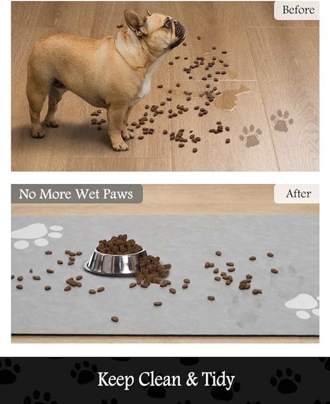 Pet Feeding Mat-Absorbent Dog Mat for Food and