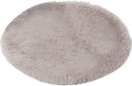 39 Inch Plush Dog Bed Mat Warm Fluffy Round Puppy Crate Pad with Anti-Slip Waterproof Bottom Soft Comfy Pet Kennel Mat for Small and Medium Dogs Sleeping(Light Coffee)