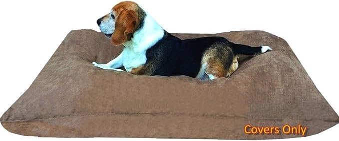 DIY Pet Bed Pillow Suede Cover + Waterproof Internal case for Dog/Cat at Medium 36"X29" Brown Color - Covers only