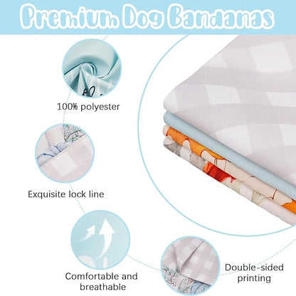 Fall Dog Bandana 2 Pack Thanksgiving Dog Bandana Pumpkin Pet Scarf Reversible Fall Triangle Bibs Soft Cotton Boy Girl Dog Bandanas for Small, Medium, Large Dogs (Large)