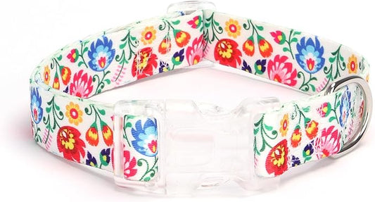 Dog Collar for Small Medium Large Dogs, Adjustable Soft Puppy Cats Collars Multicolor Patterns Collars Adjustable for Dogs Girl Boy Puppy Walking Running Training (S, White)