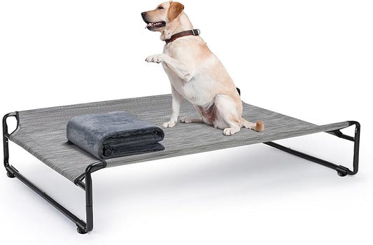 Veehoo Large Elevated Dog Bed with Flannel Dog Blanket CWC2201B