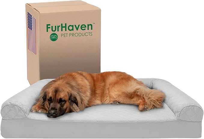 Furhaven Memory Foam Dog Bed for Large Dogs w/ Removable Bolsters & Washable Cover 125 lbs