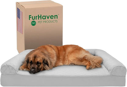 Furhaven Memory Foam Dog Bed for Large Dogs w/ Removable Bolsters & Washable Cover 125 lbs