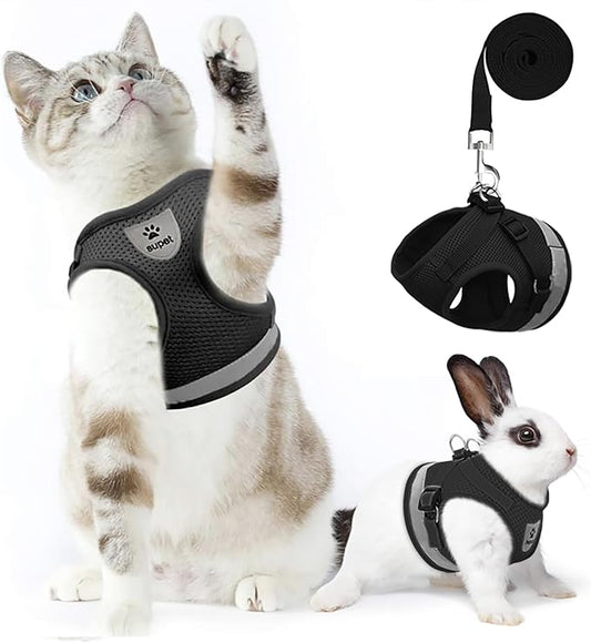 Supet Cat Harness and Leash Set for Walking and Small Dog Soft Mesh Harness Adjustable Vest with Reflective Strap Comfort Fit for Pet Kitten Puppy Rabbit