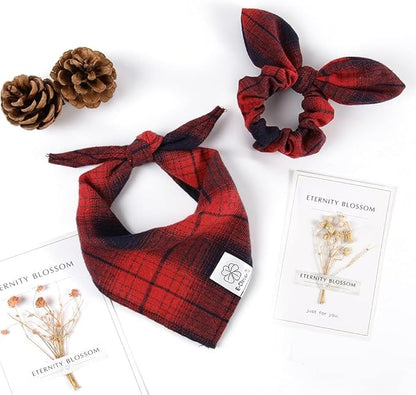 E-Clover Dog Bandanas Girl & Matching Scrunchie Set