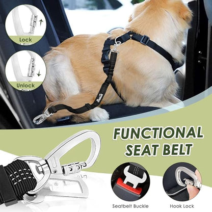 SlowTon Dog Seat Belt Harness for Car, Dog Car Harness Adjustable Mesh Breathable & Dog Seatbelt Safety Tether with Elastic Bungee for Small Medium Large Pets(Lime, Double Clip, XS)