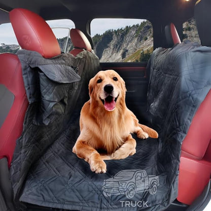 Deluxe Quilted and Padded Dog Pet Car Back Seat Cover with Comforting Fabric 62"x94", BLACK