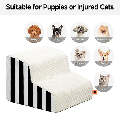 MEWOOFUN Dog Stairs for Small Dogs 2-Tier Dog 50lbs Small