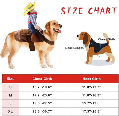 Halloween Cowboy Dog Cat Costume Clothes Novelty Funny Pets Party Cosplay Apparel Dog Riders Clothing (L(Chest:19.68"-27.55"))