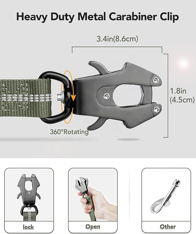 Joytale Tactical Dog Leash Heavy Duty 4-6FT Shock 2 Padded