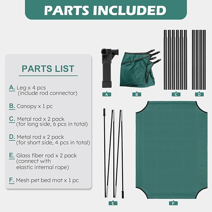 Heeyoo Elevated Dog Bed with Canopy