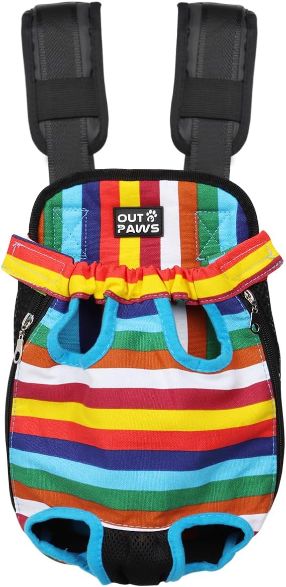 FOIMAS Pet Backpack Carrier (Medium, Colorful Strips)