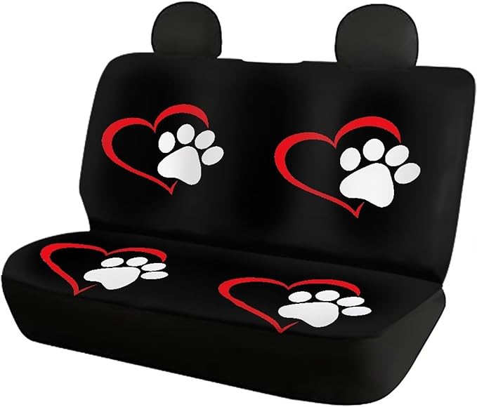 Dog Paw Heart Full Car Seat Covers Set