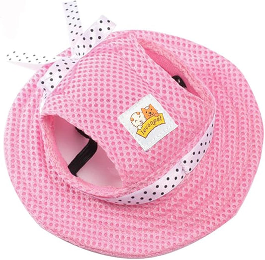 Leconpet Princess Pet Hat Dog Caps Hats with Neck Strap Adjustable Comfortable Ear Holes for Small Medium and Large Dogs in Ourdoor Sun Protection (M