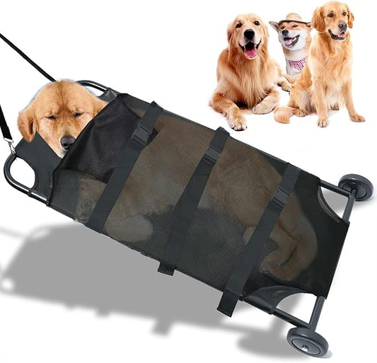 Max Loading 250lbs Large Dog Stretcher with Noiseless Wheels 45x22 Inch