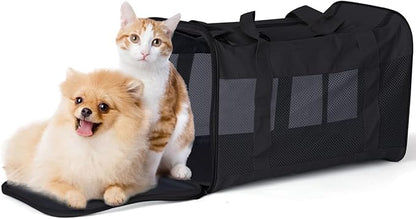 Dog Carrier, Cat Backpack Large, Cat Soft Sided Pet Travel Bag for Medium Dogs, Collapsible Puppy Carrier(Black)