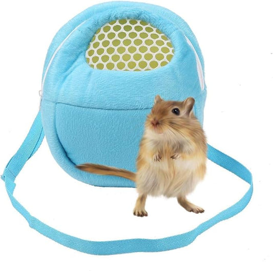 Yosoo Portable White Mesh African Hedgehog Hamster Breathable Pet Dog Carrier Bags Handbags Puppy Cat Travel Backpack (M, White Mesh - Blue)