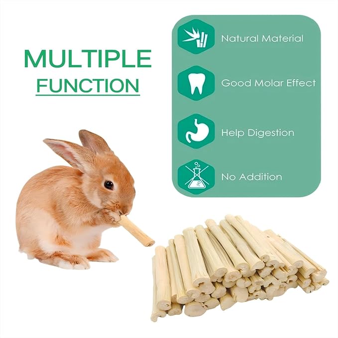 300g Snacks Sweet Bamboo Chew Toy for Rabbits Chew Sticks for Hamster Chinchilla Guinea Pig,Molar Treats Snack for Small Animals