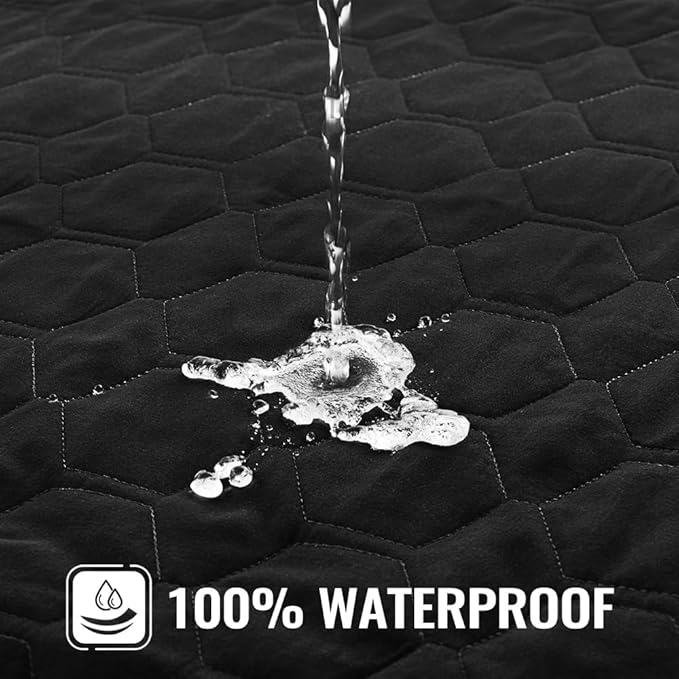 nanbowang Waterproof Dog Bed Covers Replacement Washable Pet Hair Easy to Remove, Dog Pillow Cover Quilted, Pet Bed Cover Lovely Puppy Bed Cover for Dog/Cat 48x30 Black