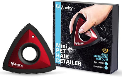 Analan Mini Pet Hair Remover for Car Detailing, Auto Interior, Furniture, Couch, and Carpet, Effective Triangle Carpet Dog Hair Remover - Lint and Fur Cleaning Supplies