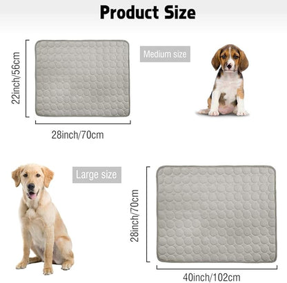 VeMee Summer Cooling Mat for Dogs Cats Ice Silk Self Dog Cooling Mat Breathable Pet Crate Pad Portable & Washable Pet Cooling Blanket for Outdoor or Home (28 X 22in