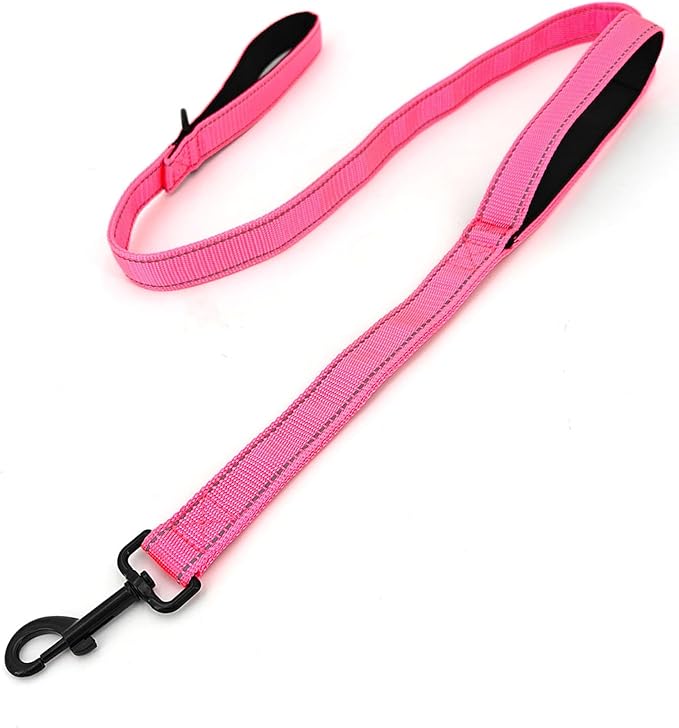 Solmoony 4FT Pink Strong Dog Leash with 2 Padded Handles 4FT)