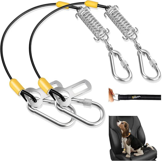 Dog Seat Belt Harness for Car 5-in-1 Coated Leash(2 Pack 24 inch/60