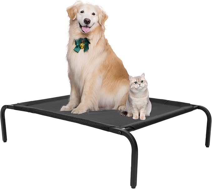 Elevated Raised Cooling Cots Bed for Large Dogs Black,43 inches