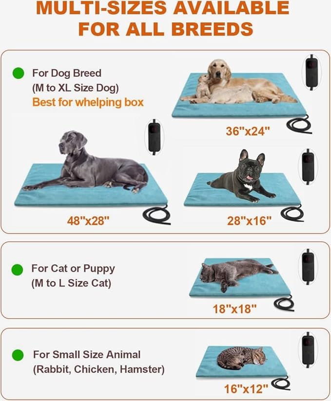 Super Large Size Outdoor Pet Heating Pad for Dogs 6 Temp 5 Timers