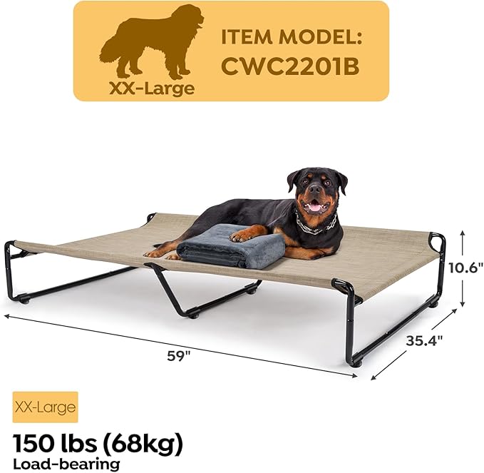 Veehoo Large Elevated Dog Bed with Flannel Dog Blanket CWC2201B
