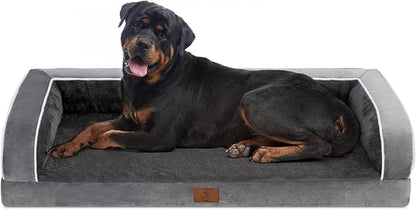 XXL Dog Bed, Dark Grey Washable Dog Bed Sofa with Removable Cover, Waterproof Dog Bed Couch with Nonslip Bottom, High Bolster Dog Bed, Orthopedic Large Dog Bed up to 150 lbs