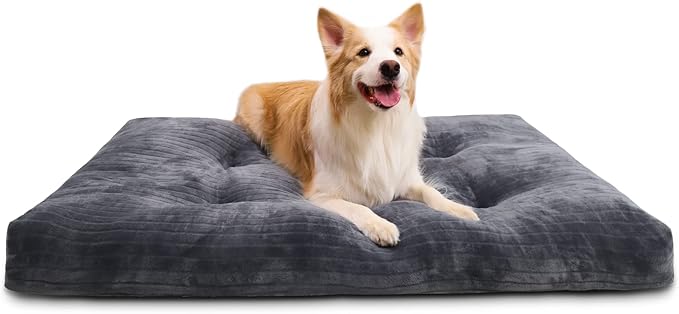 Dog Crate Bed Washable Dog Beds for Large Dogs Deluxe Thick Flannel Fluffy Comfy Kennel Pad Anti-Slip & Anti-Scratch Pet Sleeping Mat 35 x 23 Inch,