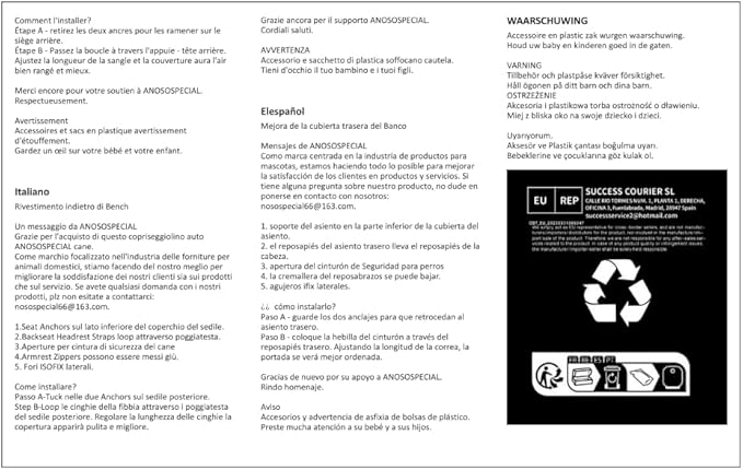 Grey Dog Car Seat Cover for Back Seat