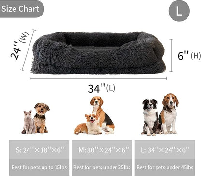 Large Dog Bed Cat Bed Fluffy Plush Dog Crate Beds for Large Dogs Anti-Slip Pet Bed Dog Crate Pad Sleeping Mat Machine Washable (Large