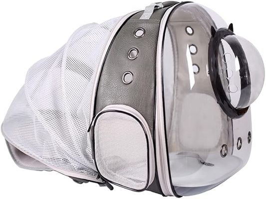 Expandable Cat Carrier Backpack, Backpack for Cats Kitten Small Puppy, Airline Approved Cat Bubble Backpack, Space Capsule Astronaut Carrier (Grey, Back Extension)