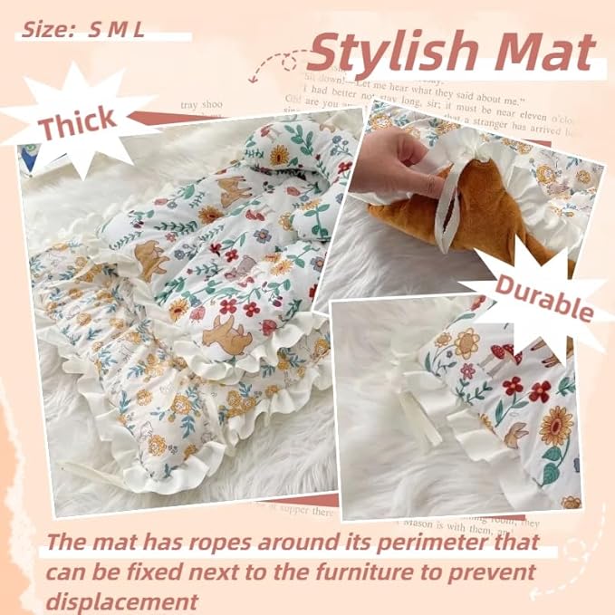 Floral Dog Dog Bed Mat Plush Kennel Pad