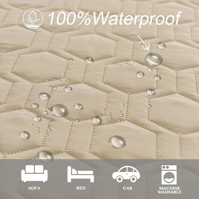 Waterproof and Non-Slip Dog Bed Cover and Pet Blanket Sofa Pet Bed Mat ，car Incontinence Mattress Protectors Furniture Couch Cover for Most Cats Dogs,Pets（30x70-Beige）