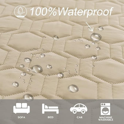 Waterproof and Non-Slip Dog Bed Cover and Pet Blanket Sofa Pet Bed Mat ，car Incontinence Mattress Protectors Furniture Couch Cover for Most Cats Dogs,Pets（82x102-Beige）