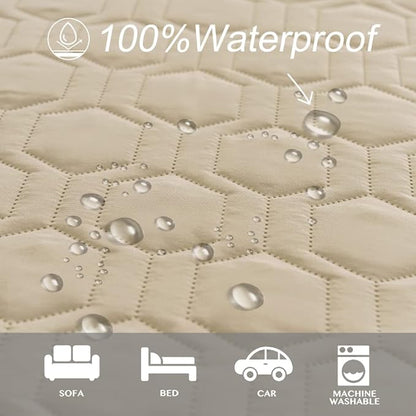 Waterproof and Non-Slip Dog Bed Cover and Pet Blanket Sofa Pet Bed Mat ，car Incontinence Mattress Protectors Furniture Couch Cover for Most Cats Dogs Pets（52x82-Beige）